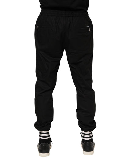 Pantalones deportivos de algodón negro con cinta del logo para hombre Dolce & Gabbana