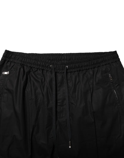 Pantalones deportivos de algodón negro con cinta del logo para hombre Dolce & Gabbana