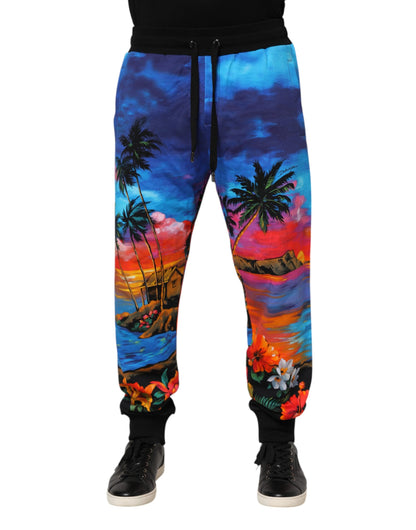 Pantalones de chándal Dolce & Gabbana azules con estampado hawaiano
