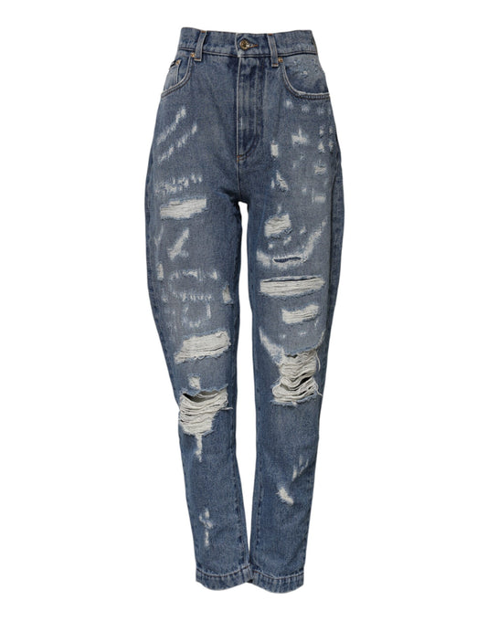 Vaqueros Dolce & Gabbana azules de algodón rasgado y tiro alto