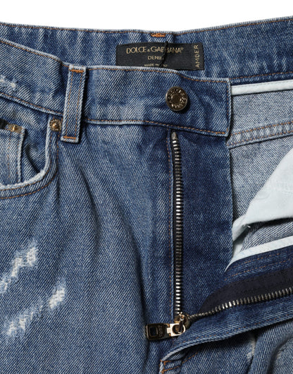 Vaqueros Dolce & Gabbana azules de algodón rasgado y tiro alto