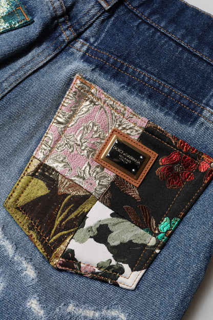 Vaqueros Dolce & Gabbana azules de algodón rasgado y tiro alto