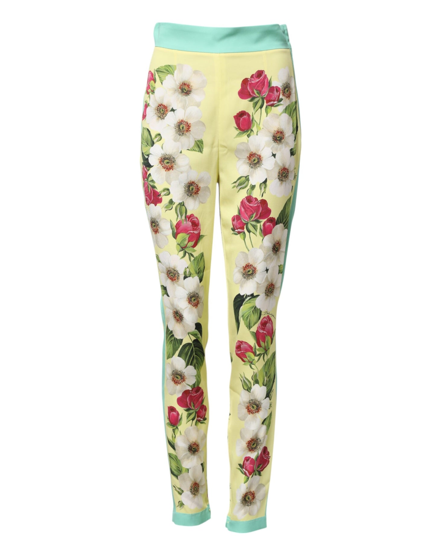 Pantalón leggings de seda floral amarillo de Dolce & Gabbana