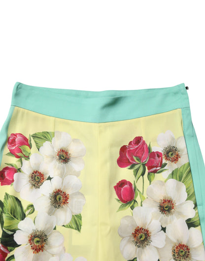 Pantalón leggings de seda floral amarillo de Dolce & Gabbana