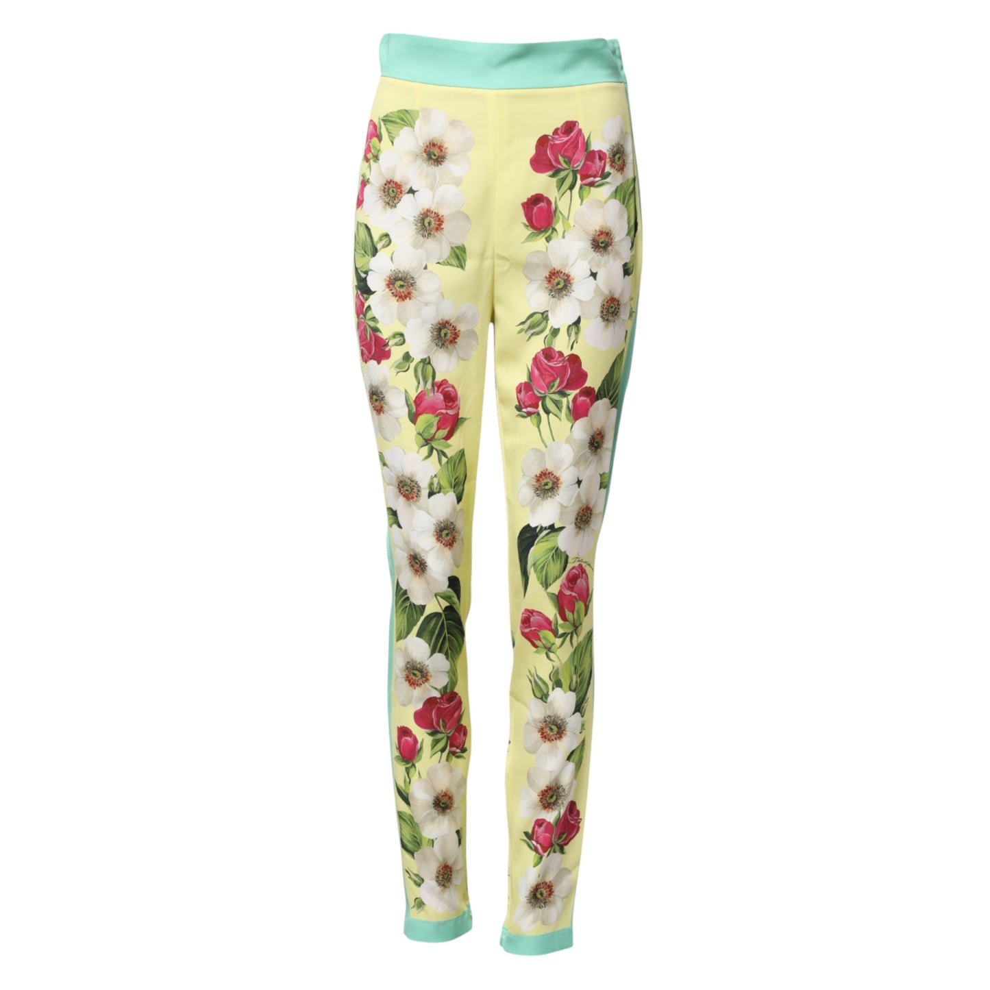 Pantalón leggings de seda floral amarillo de Dolce & Gabbana