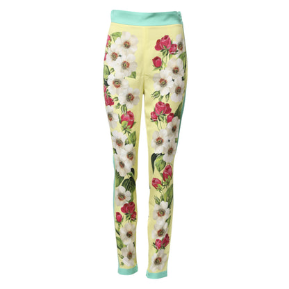 Pantalón leggings de seda floral amarillo de Dolce & Gabbana