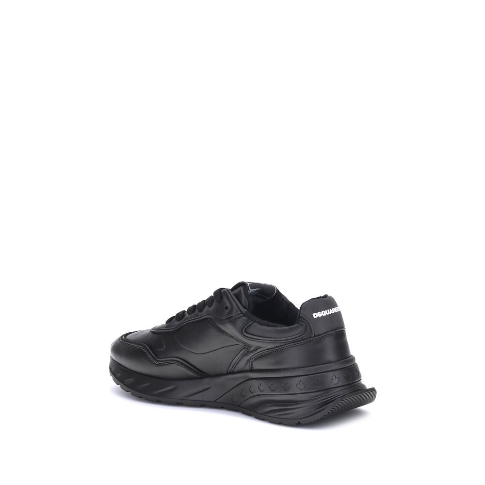 Dsquared² Black Leather Bos Taurus Model Sneakers