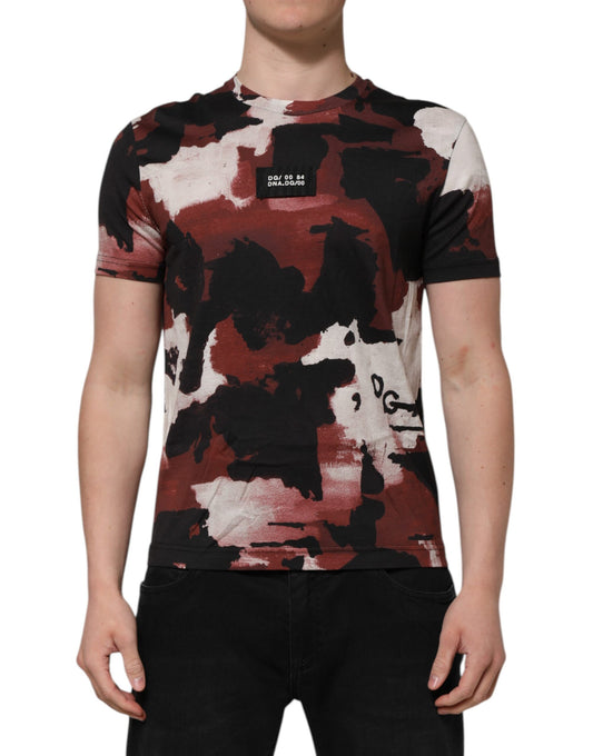 Dolce & Gabbana Camiseta de cuello redondo para hombre, camuflaje multicolor