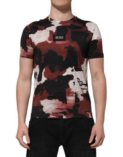 Dolce & Gabbana Camiseta de cuello redondo para hombre, camuflaje multicolor