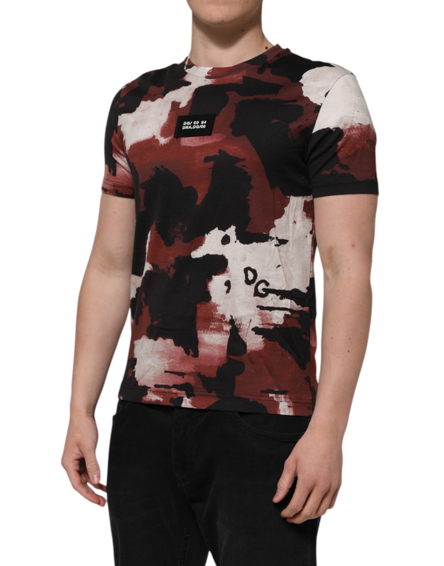 Dolce & Gabbana Camiseta de cuello redondo para hombre, camuflaje multicolor