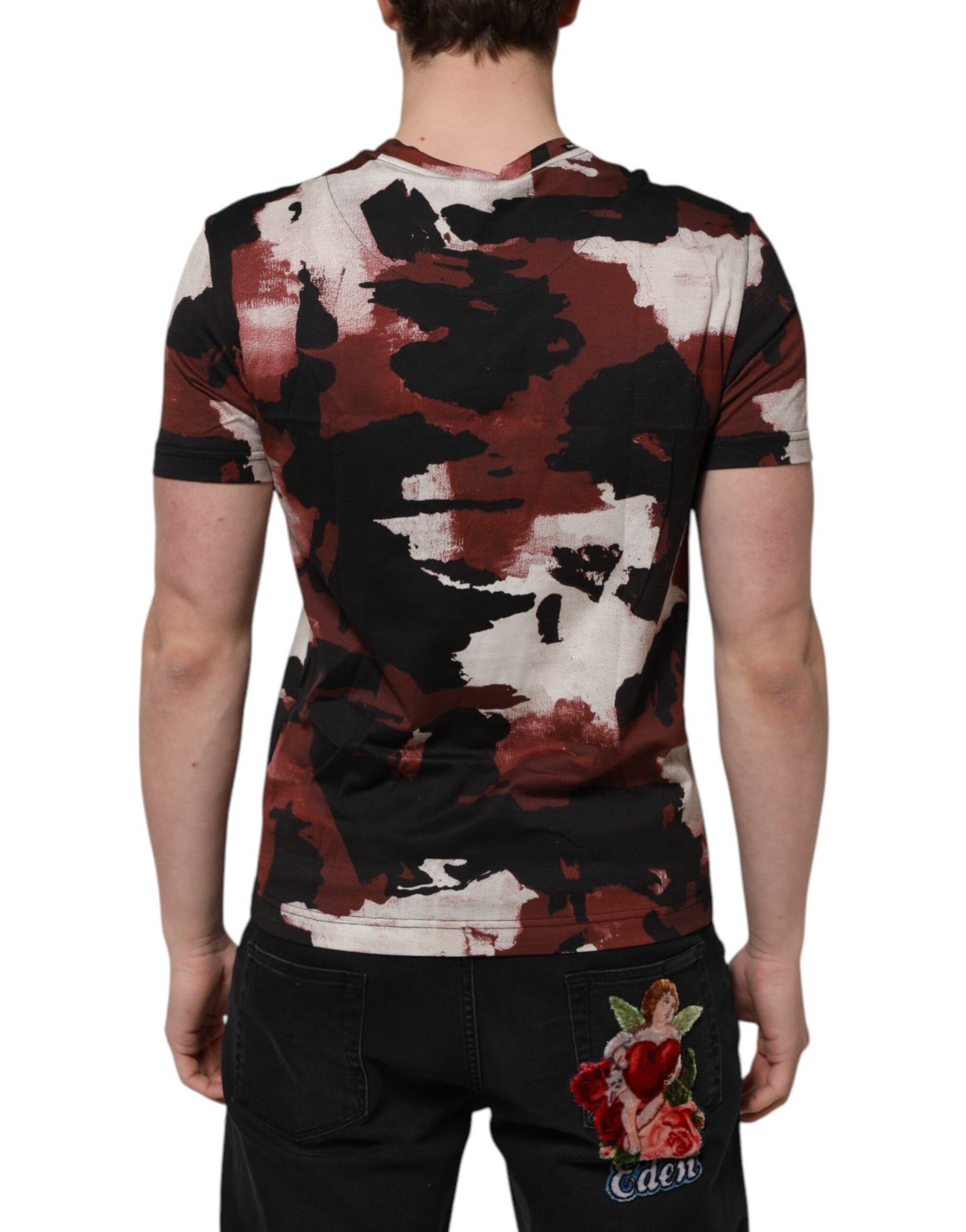 Dolce & Gabbana Camiseta de cuello redondo para hombre, camuflaje multicolor