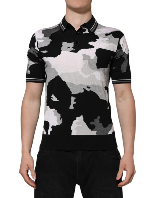Polo de cuello con estampado de camuflaje multicolor de Dolce & Gabbana