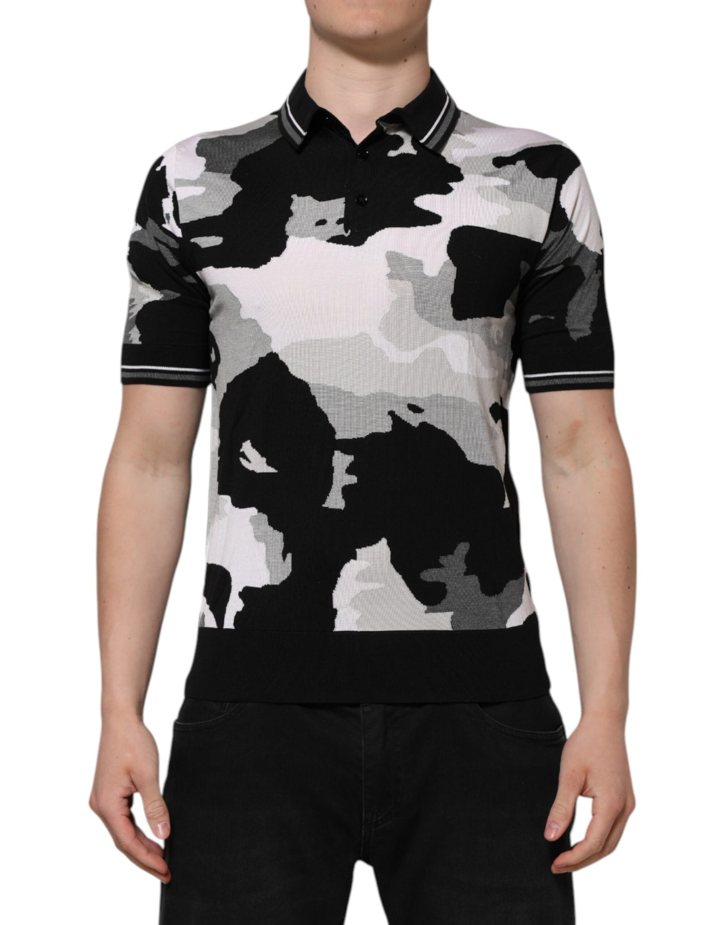 Polo de cuello con estampado de camuflaje multicolor de Dolce & Gabbana
