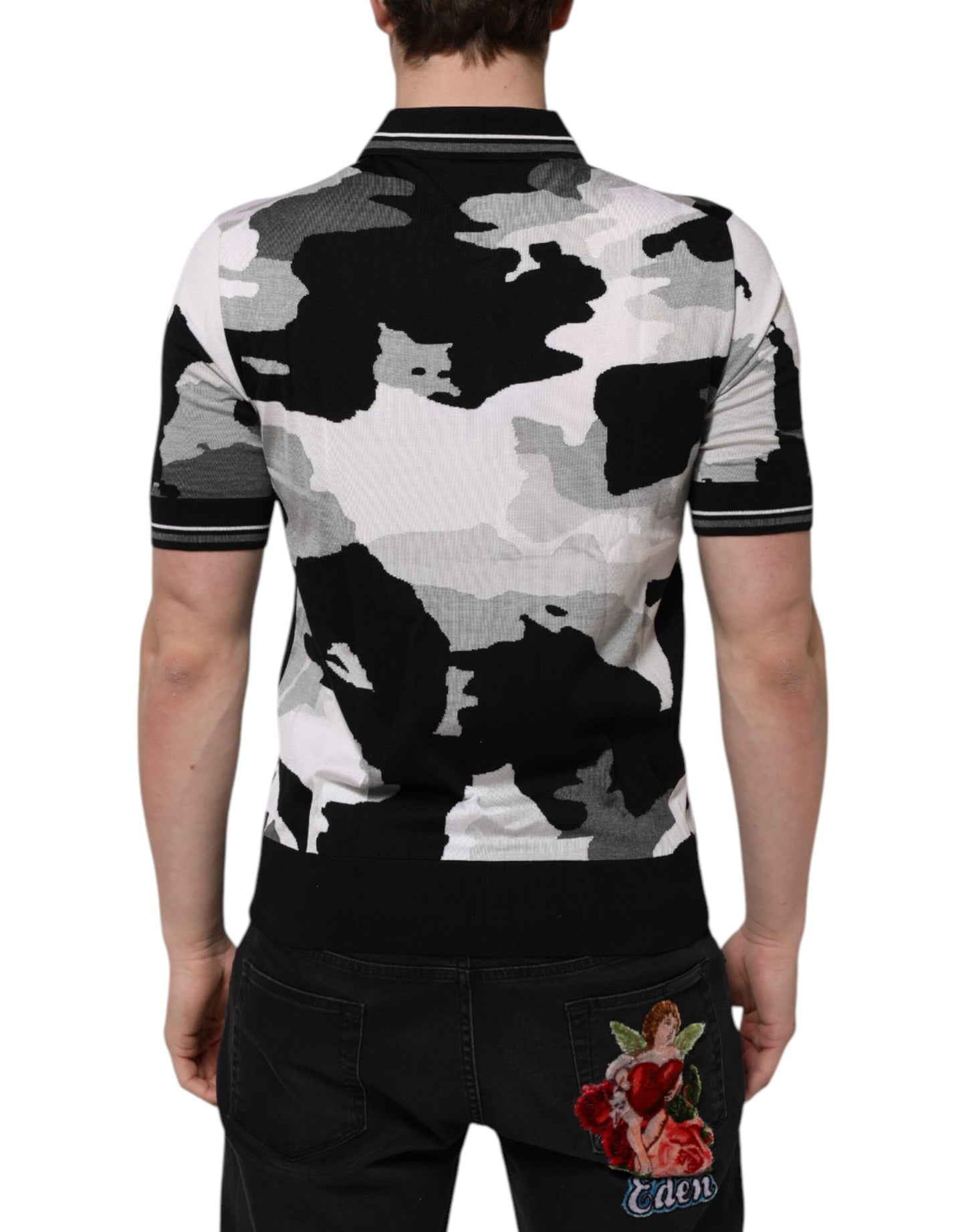 Polo de cuello con estampado de camuflaje multicolor de Dolce & Gabbana