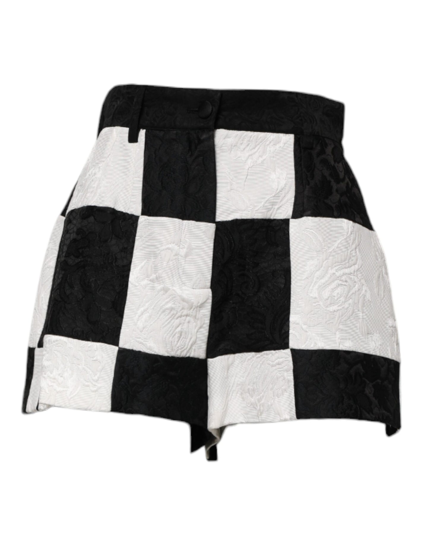 Dolce & Gabbana Shorts de Brocado Floral en Blanco y Negro