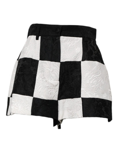Dolce & Gabbana Shorts de Brocado Floral en Blanco y Negro