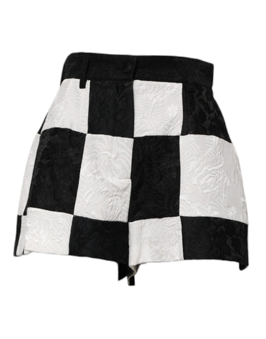 Dolce & Gabbana Shorts de Brocado Floral en Blanco y Negro