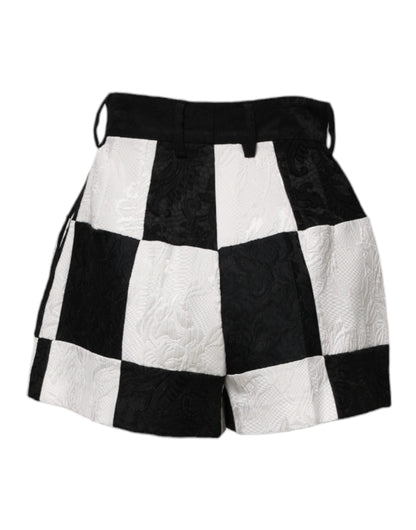 Dolce & Gabbana Shorts de Brocado Floral en Blanco y Negro
