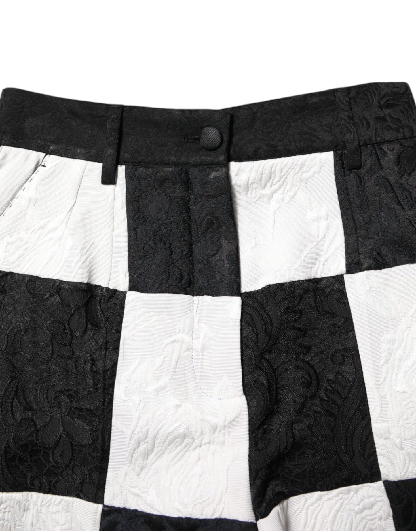 Dolce & Gabbana Shorts de Brocado Floral en Blanco y Negro