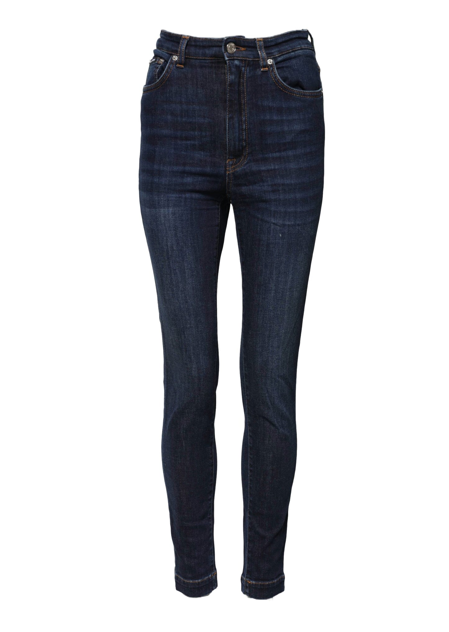 Vaqueros ajustados de mezclilla de talle alto azul GRACE de Dolce & Gabbana