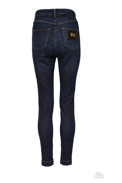 Vaqueros ajustados de mezclilla de talle alto azul GRACE de Dolce & Gabbana