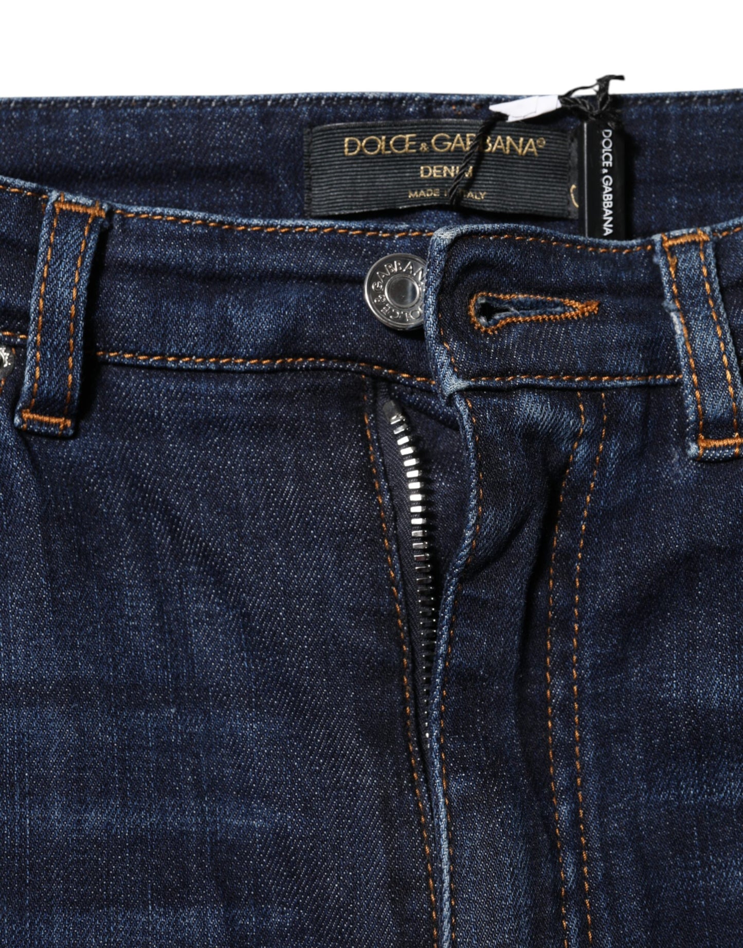 Vaqueros ajustados de mezclilla de talle alto azul GRACE de Dolce & Gabbana