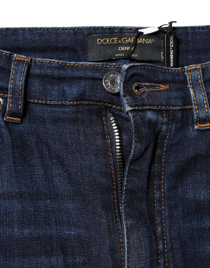 Vaqueros ajustados de mezclilla de talle alto azul GRACE de Dolce & Gabbana