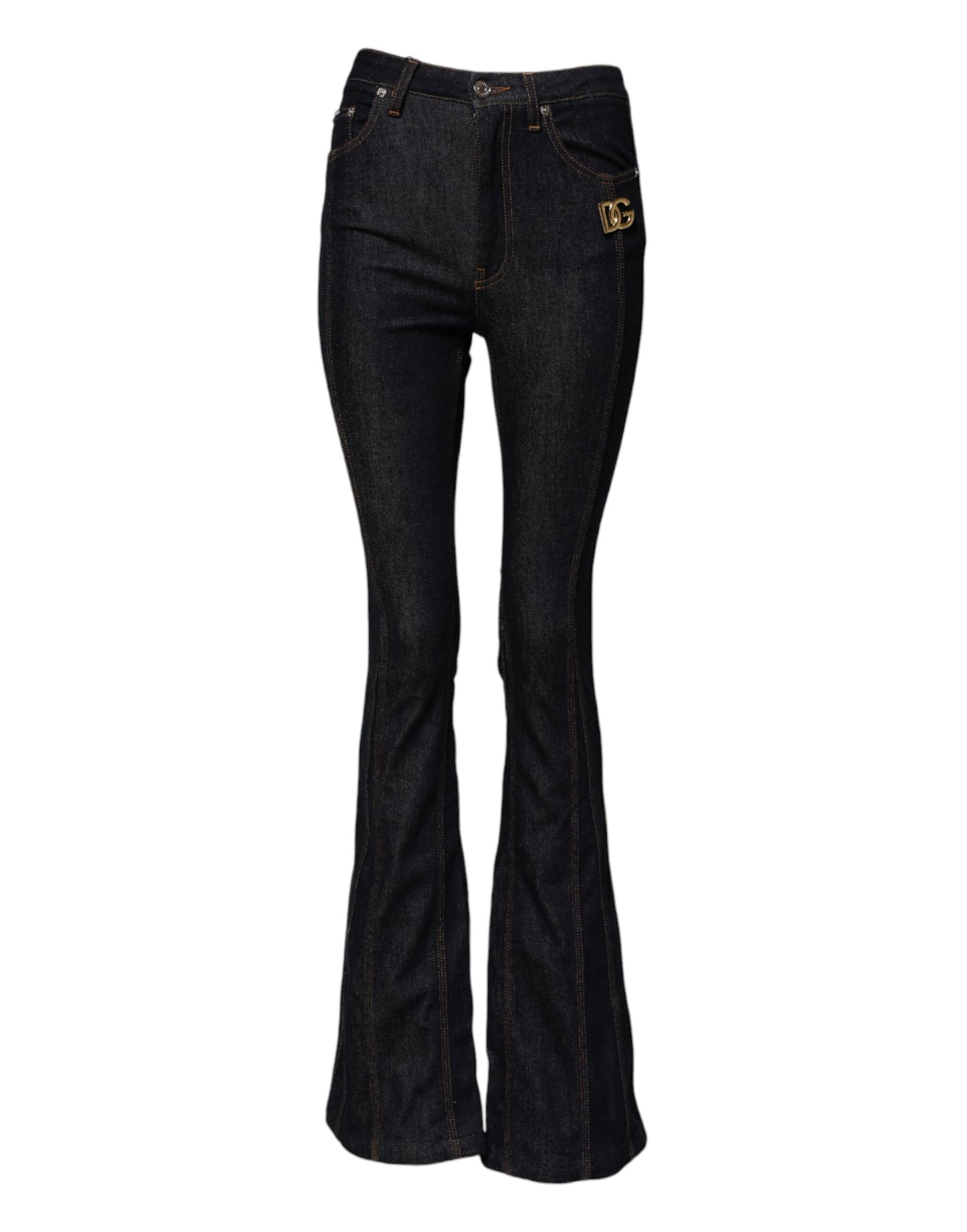 Jeans vaqueros bootcut de tiro medio de algodón negro de Dolce & Gabbana