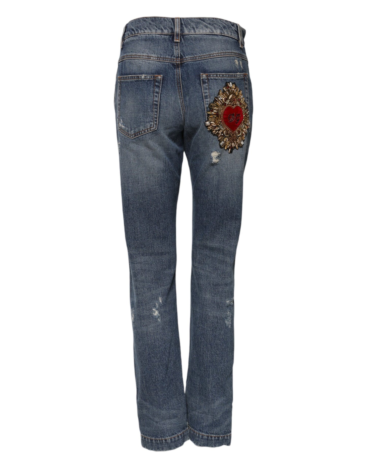 Vaqueros rotos de algodón azul Dolce & Gabbana de corte holgado