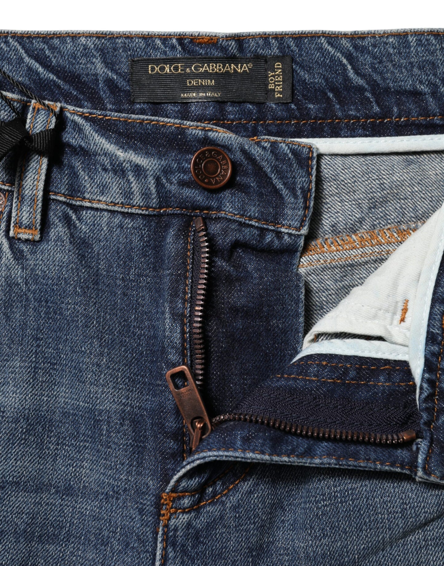 Vaqueros rotos de algodón azul Dolce & Gabbana de corte holgado