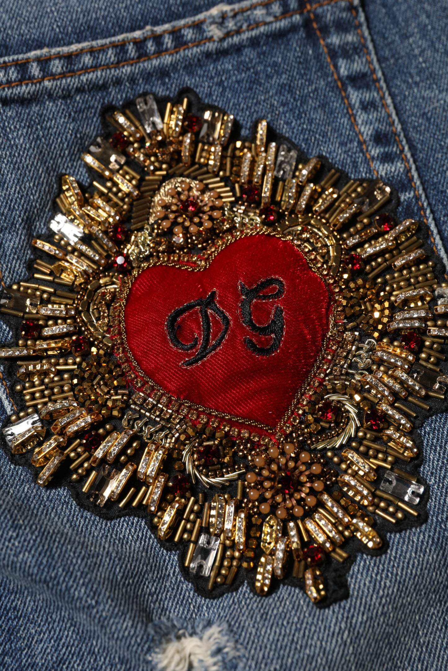 Vaqueros rotos de algodón azul Dolce & Gabbana de corte holgado