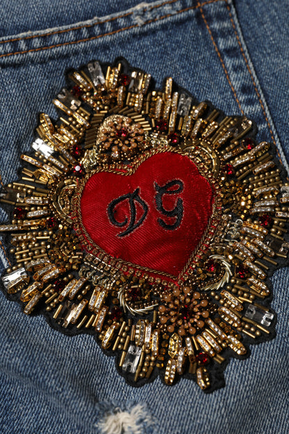 Vaqueros rotos de algodón azul Dolce & Gabbana de corte holgado