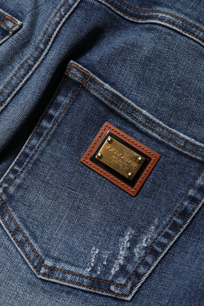 Vaqueros de mezclilla Dolce & Gabbana con adornos de pedrería azul