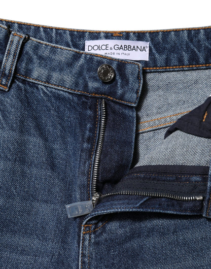 Dolce & Gabbana Vaqueros de Algodón Azul Anchos Desgastados