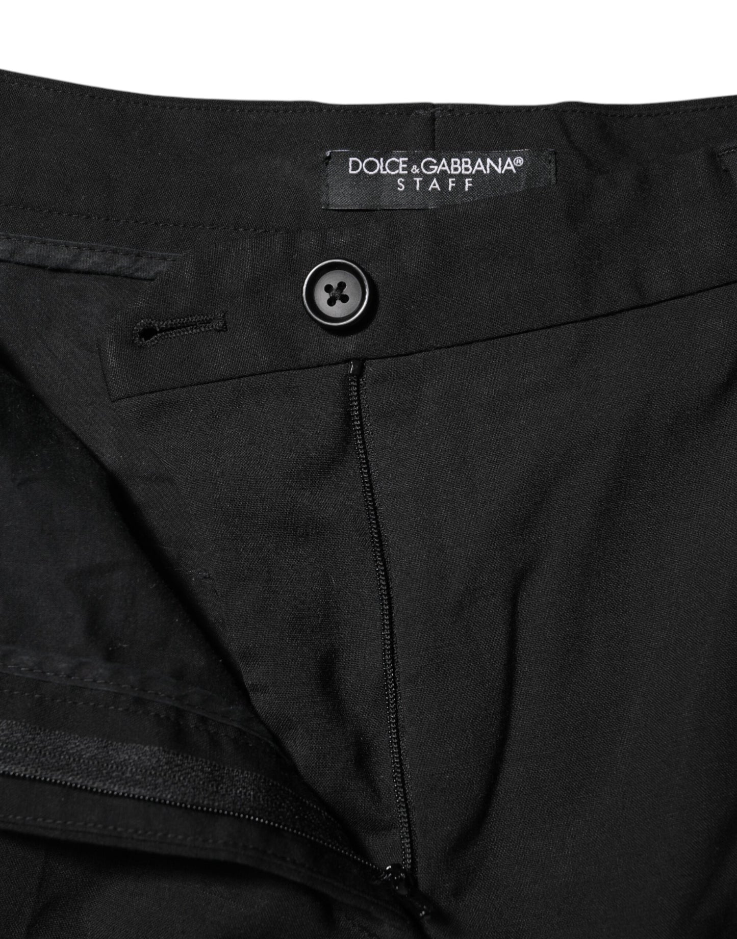 Pantalones Tapered de Talle Alto con Logotipo STAFF de Dolce & Gabbana Negros