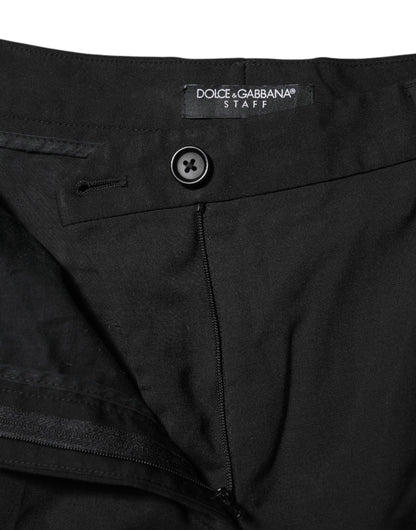 Pantalones Tapered de Talle Alto con Logotipo STAFF de Dolce & Gabbana Negros