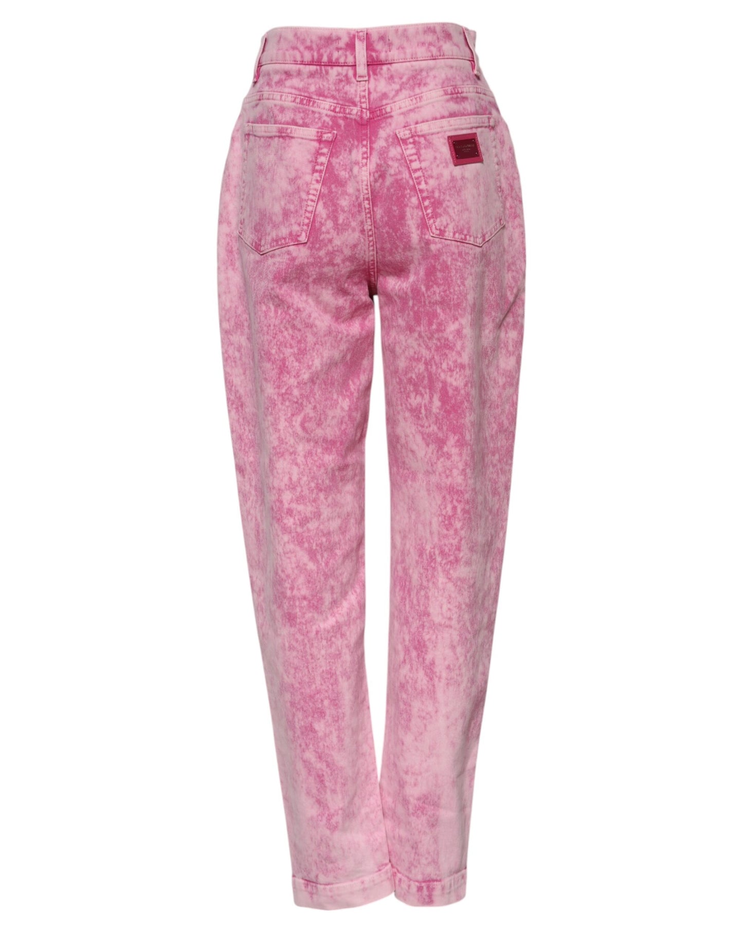 Jeans vaqueros cónicos de talle alto teñido anudado rosas de Dolce & Gabbana