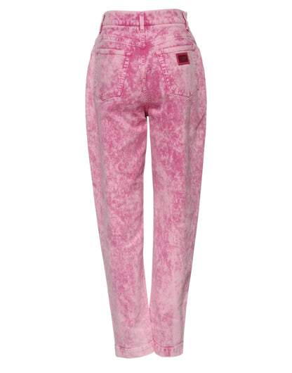 Jeans vaqueros cónicos de talle alto teñido anudado rosas de Dolce & Gabbana