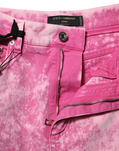 Jeans vaqueros cónicos de talle alto teñido anudado rosas de Dolce & Gabbana