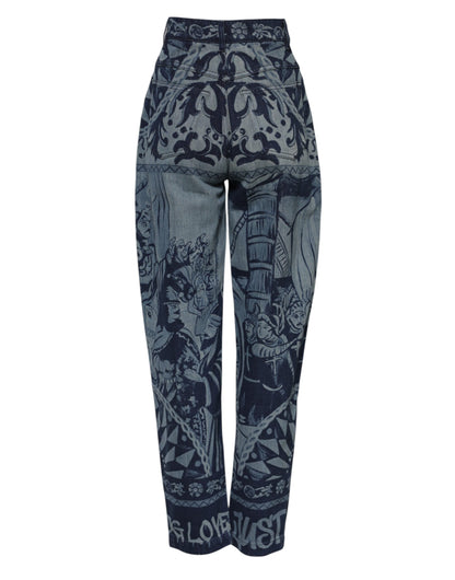 Dolce & Gabbana Vaqueros Tapered con Estampado Gráfico Azul