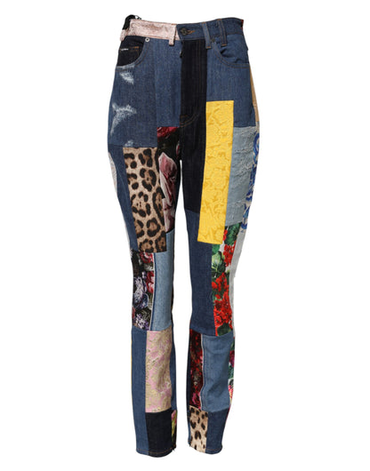 Dolce & Gabbana Vaqueros pitillo de mezclilla con patchwork multicolor