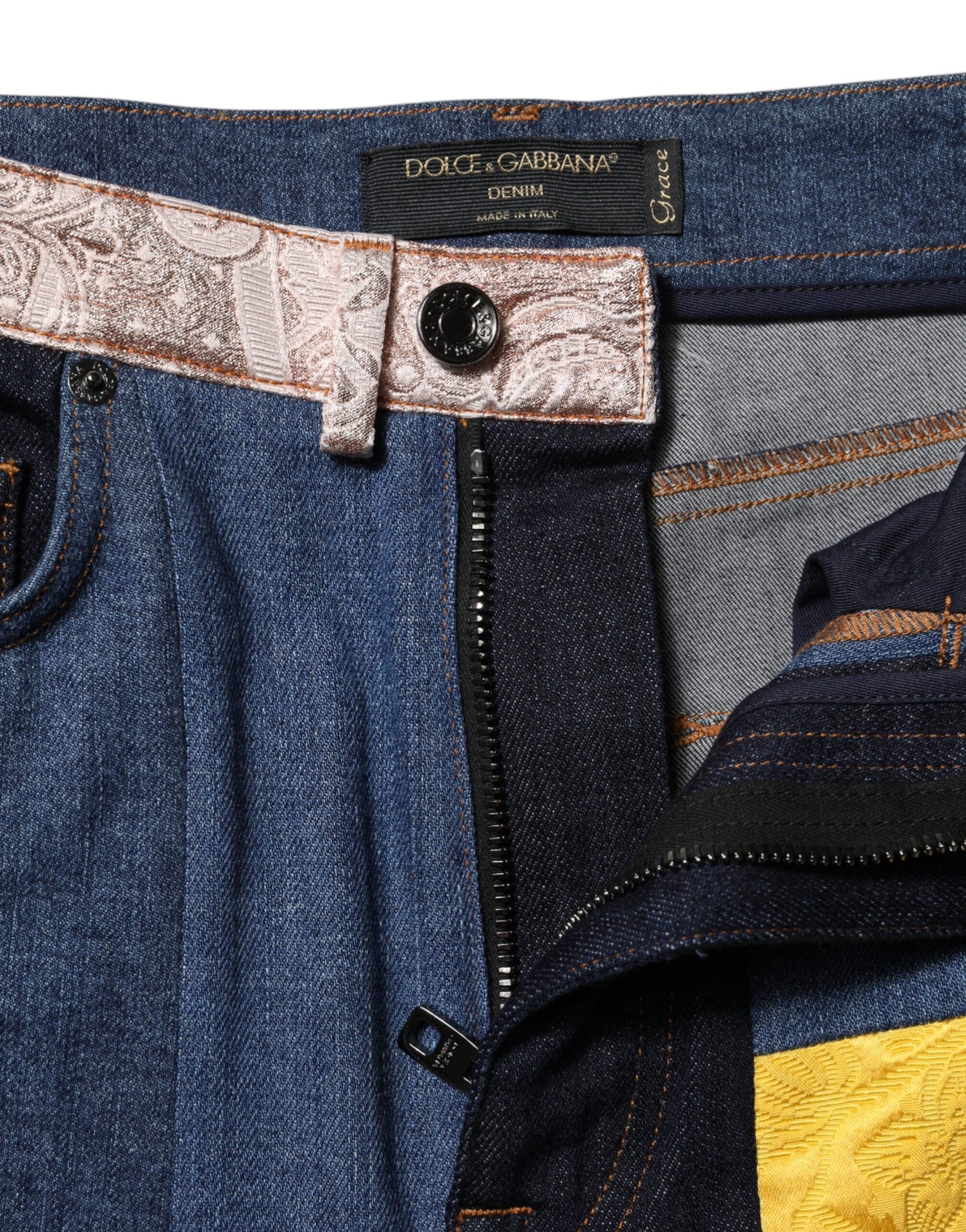 Dolce & Gabbana Vaqueros pitillo de mezclilla con patchwork multicolor
