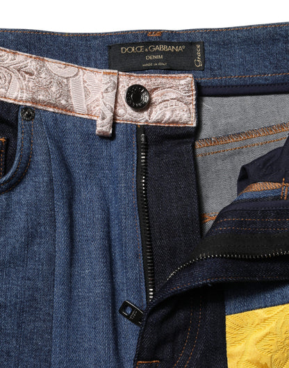 Dolce & Gabbana Vaqueros pitillo de mezclilla con patchwork multicolor