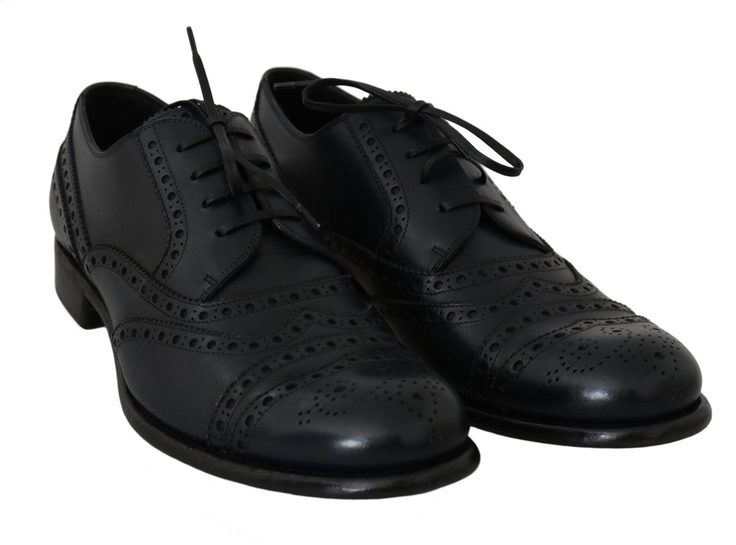 Zapatos de vestir Oxford brogue de cuero azul oscuro Dolce & Gabbana