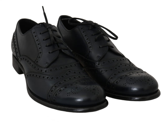 Zapatos de vestir Oxford brogue de cuero azul oscuro Dolce & Gabbana