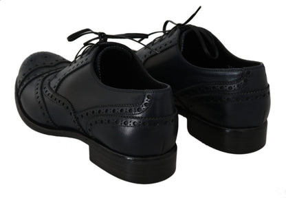 Zapatos de vestir Oxford brogue de cuero azul oscuro Dolce & Gabbana