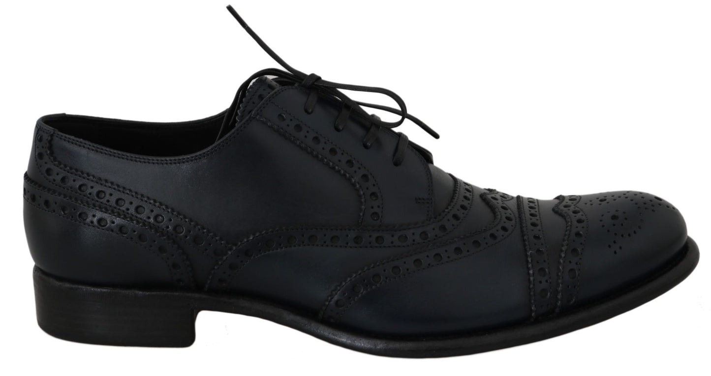 Zapatos de vestir Oxford brogue de cuero azul oscuro Dolce & Gabbana