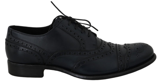 Zapatos de vestir Oxford brogue de cuero azul oscuro Dolce & Gabbana