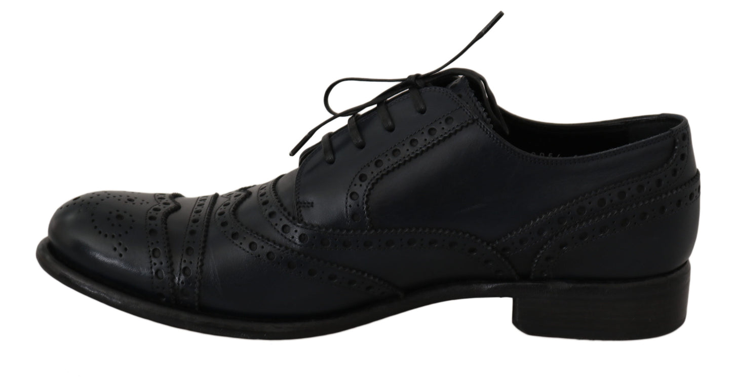 Zapatos de vestir Oxford brogue de cuero azul oscuro Dolce & Gabbana
