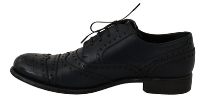 Zapatos de vestir Oxford brogue de cuero azul oscuro Dolce & Gabbana